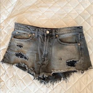 BDG black distressed shorts